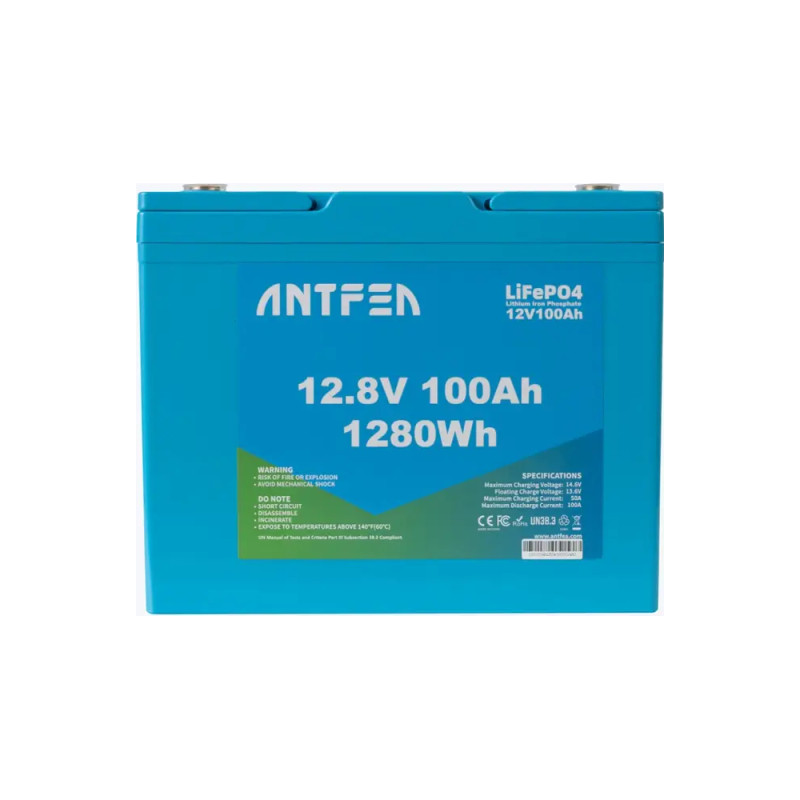 ANTFEA 12.8V 100Ah LiFePO4 Lityum Akü Akıllı Ekran Bluetooth IP67 ABS Kasa