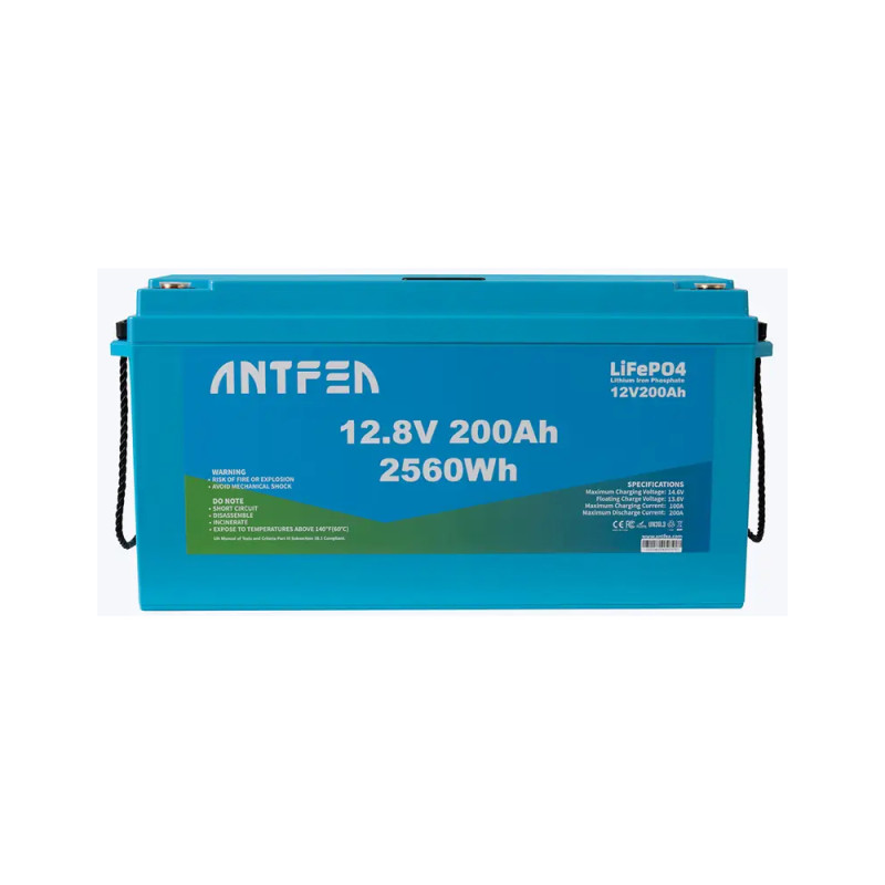 ANTFEA 12.8V 200Ah LiFePO4 Lityum Akü Akıllı Ekran Bluetooth IP67 ABS Kasa